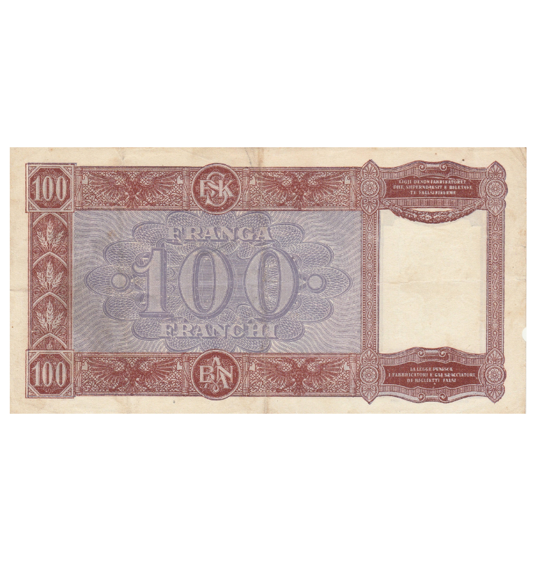 Albania 100 Franga 1940 Pick 8 NO UNC