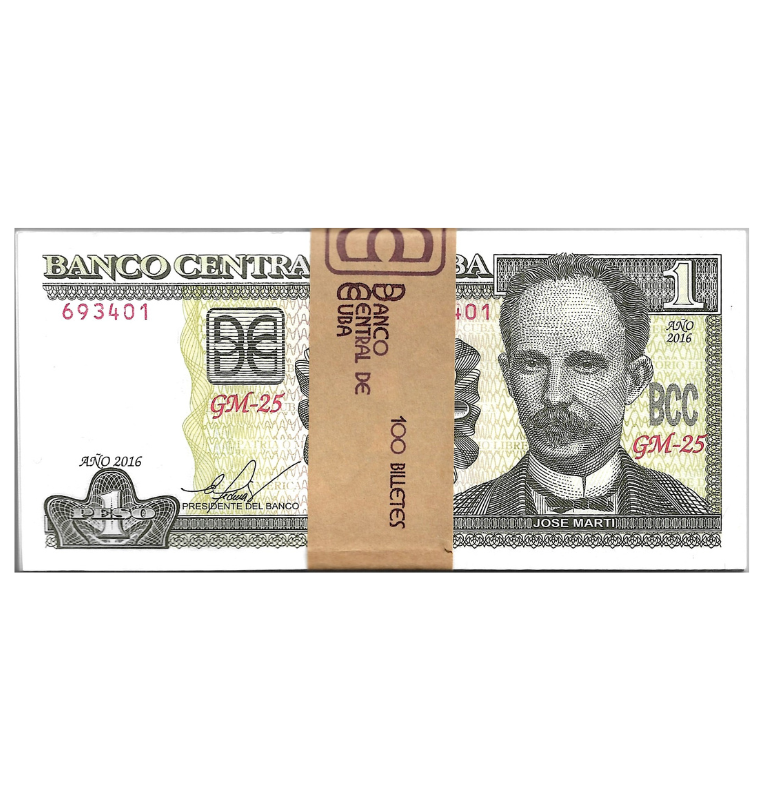 Cuba 1 Peso 2016 Fajo (Tiene manchas)