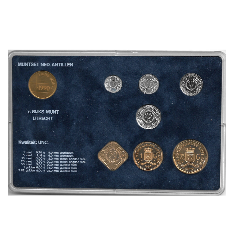 Antillas Neerlandesas 1,5,10,25,50 Cents 1,2 1/2 Gulden 1989-1993