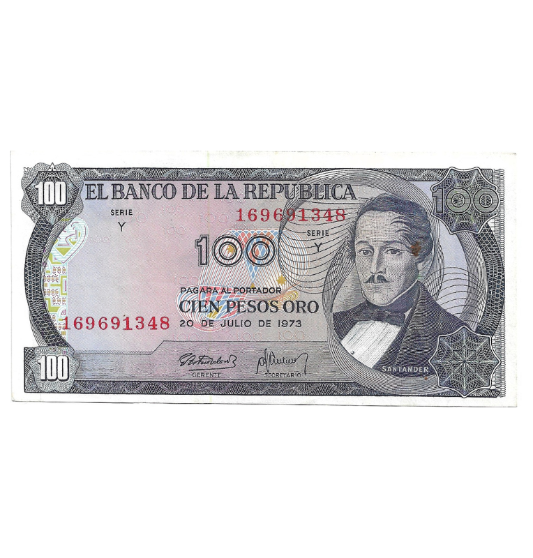 Colombia 100 Pesos Oro 1973 NO UNC