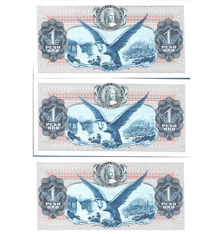 Colombia 1 Peso 1977, consecutive. They have spots