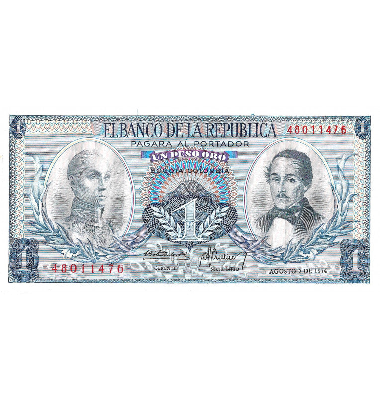Colombia 1 Peso Oro 1974. Tienen manchas