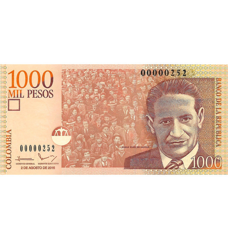Colombia 1,000 Pesos 2016 (Number under 252) (Small format)