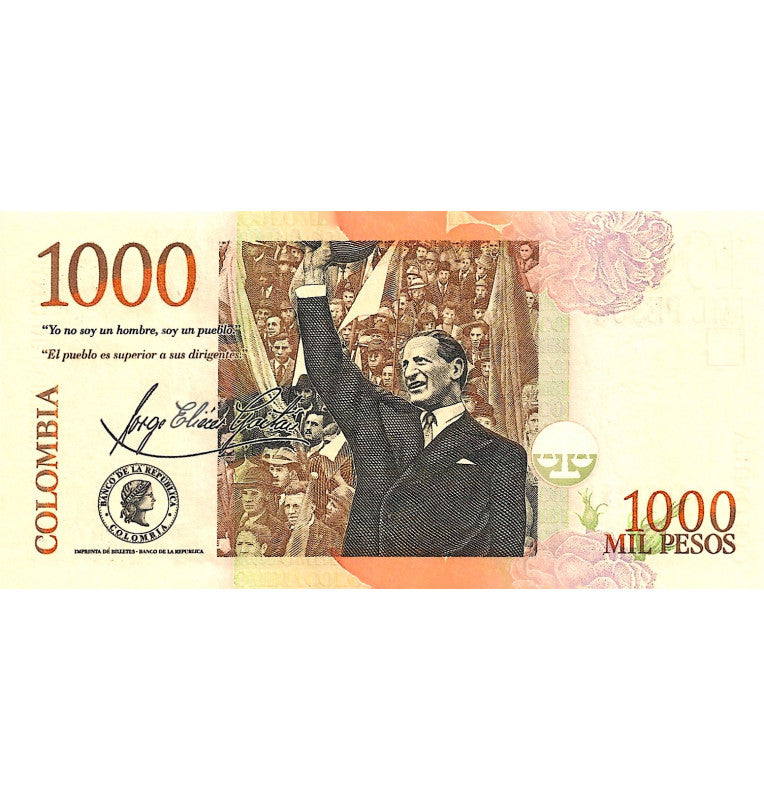 Colombia 1,000 Pesos 2016 (Number under 252) (Small format)