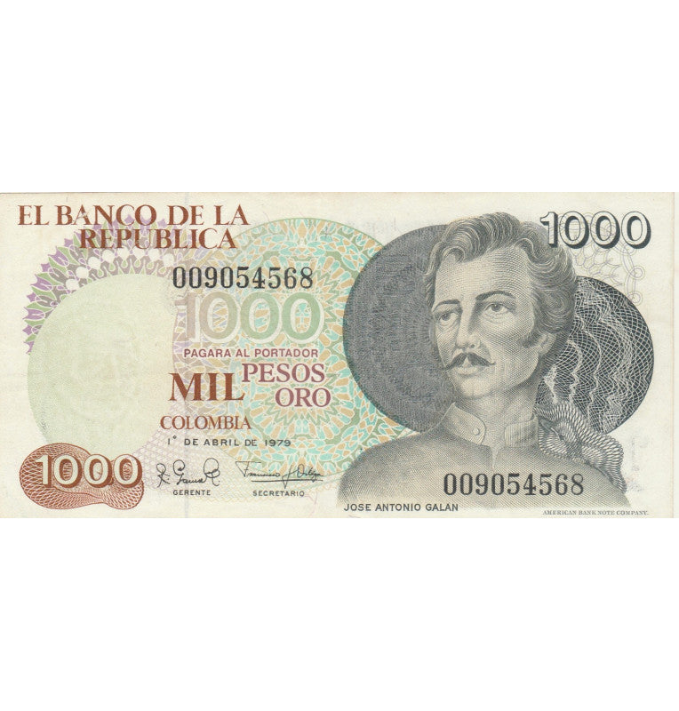 Colombia 1.000 Pesos Oro 1979 NO UNC