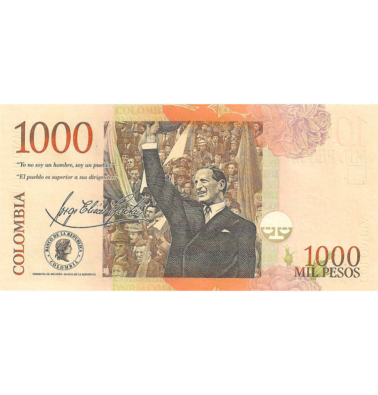 Colombia 1,000 Pesos Pick 456. First date 01-11-2005 (Small format)