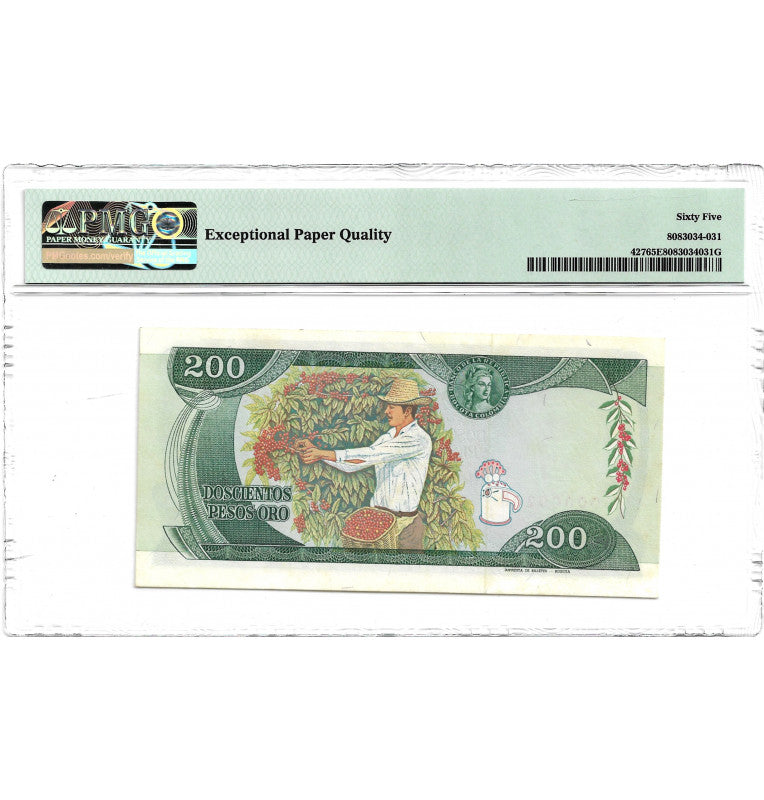 Colombia 200 Pesos Gold 1982 Pick 427 (Certified rating 65) (Low number 206)