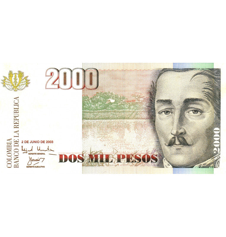 Colombia 2,000 Pesos 02-06-2003 Pick 445 (Large Format)