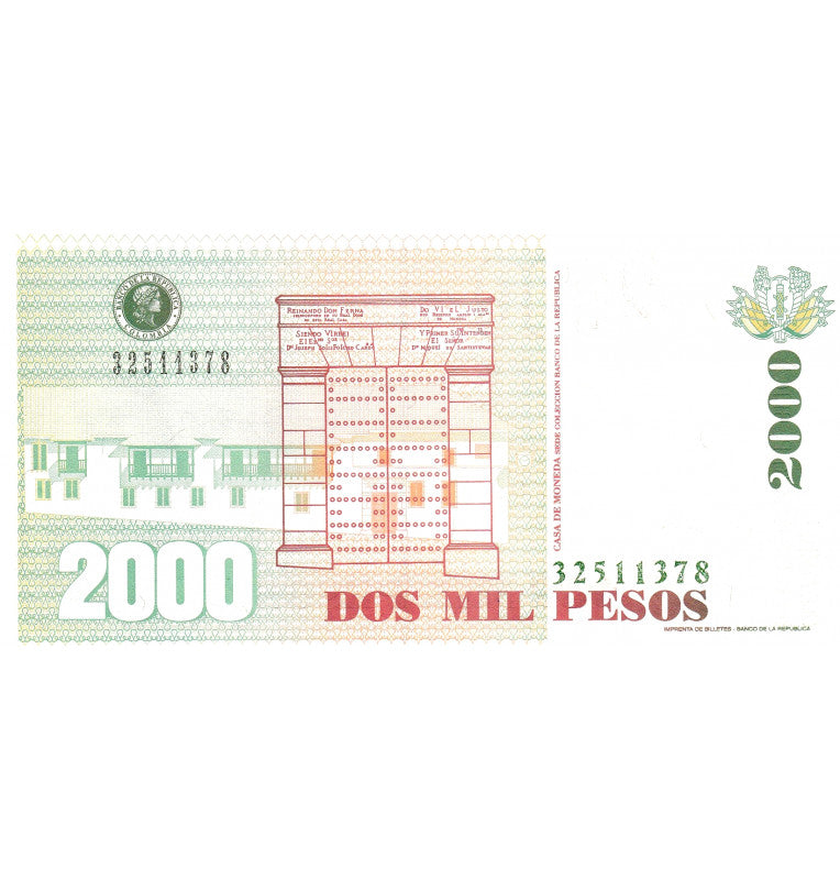 Colombia 2000 Pesos 02-Junio-2003 Pick 445