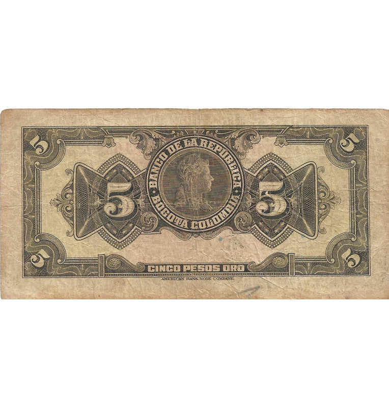 Colombia 5 Pesos Oro 1942. NO UNC