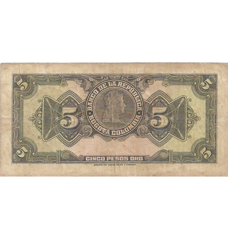 Colombia 5 Pesos Oro 1949. NO UNC