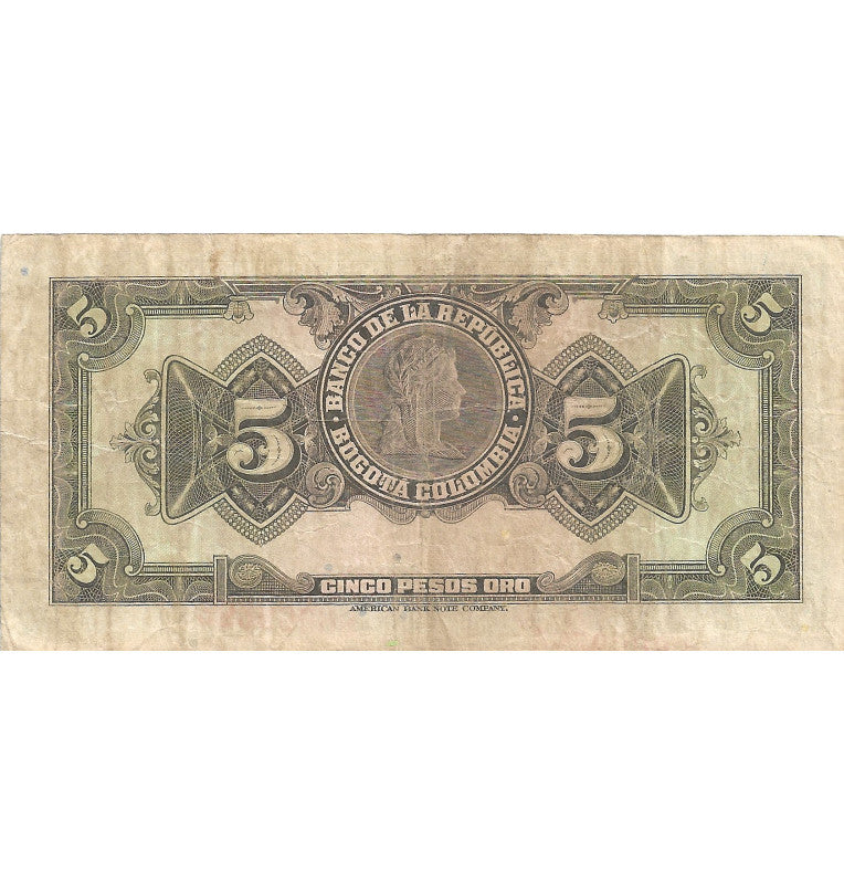 Colombia 5 Pesos Oro 1949. NO UNC