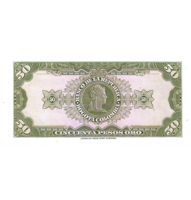 Colombia 50 Pesos Oro 1967. Tiene manchas