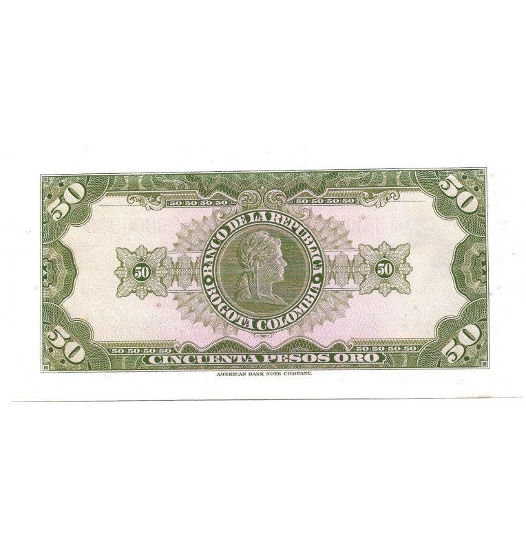 Colombia 50 Pesos Oro 1967. Tiene manchas