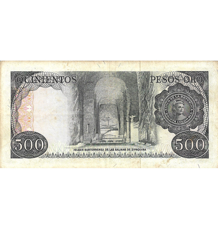 Colombia 500 Pesos Gold Double Date Error 1977-1979. NOT UNC