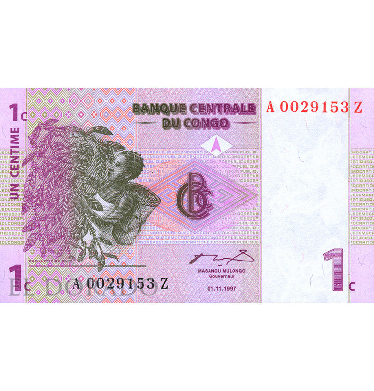 Congo 1 Cent 1997 Pick 80a