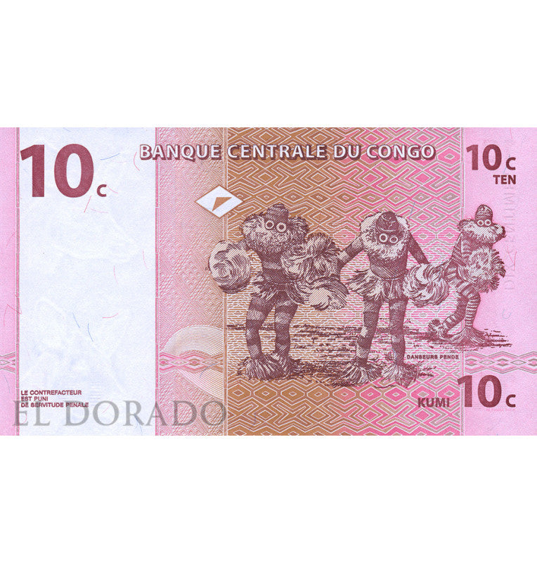 Congo 10 Cents 1997 Pick 82a