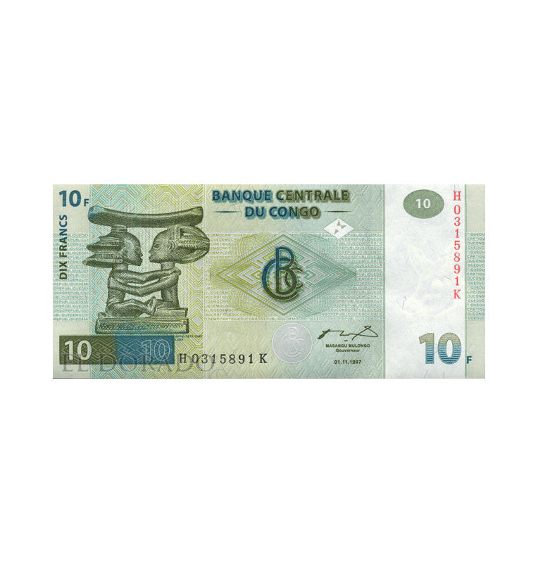 Congo 10 Francs 1997 Pick 87B