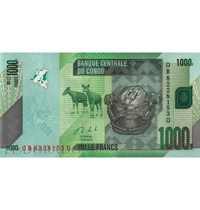 Congo 1,000 Francs 2013 Pick 101b