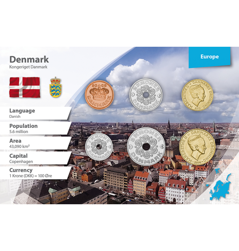 Denmark 50 Öre, 1, 2, 5, 10, 20 Kroner 1991-2016 KM 866, 873, 874, 869, 954, 955a)
