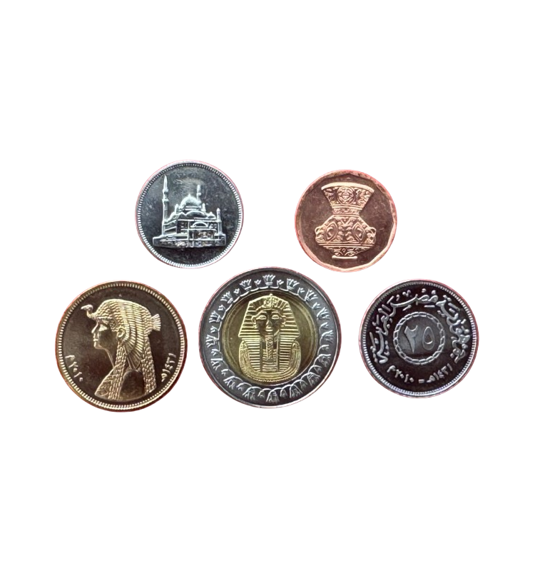 Egipto set de 5 monedas 5,10,25,50 Piastres 1 Pound 2005-2021