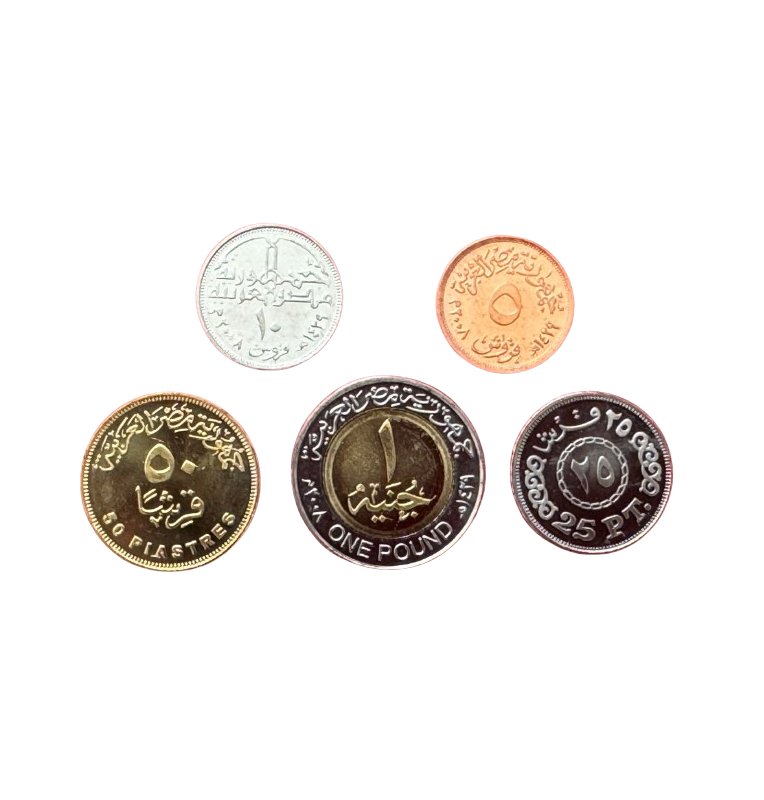 Egipto set de 5 monedas 5,10,25,50 Piastres 1 Pound 2005-2021