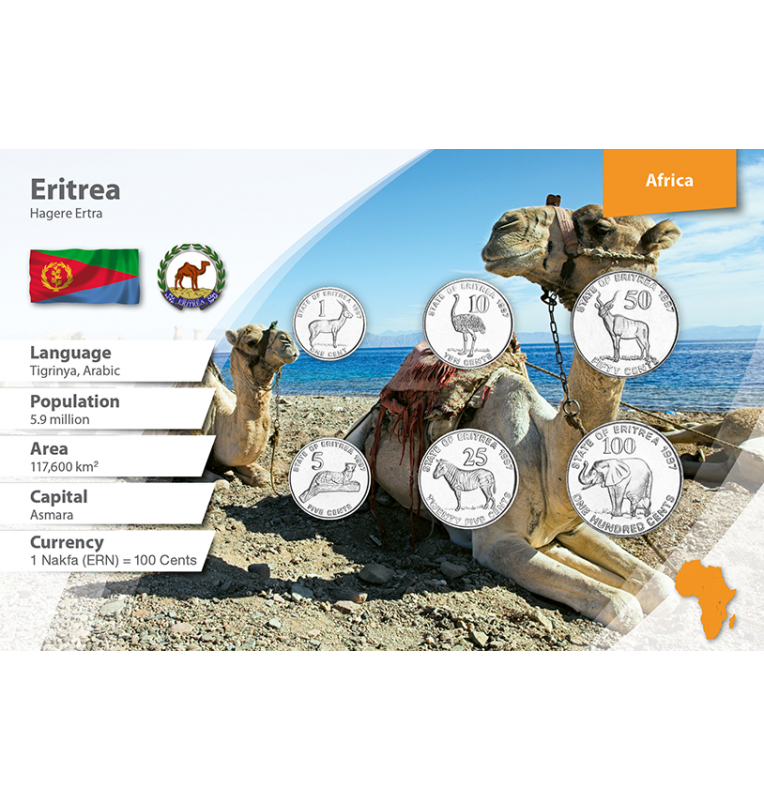 Eritrea 1, 5, 10, 25, 50, 100 Cents 1997 KM 43, 44, 45, 46, 47, 48