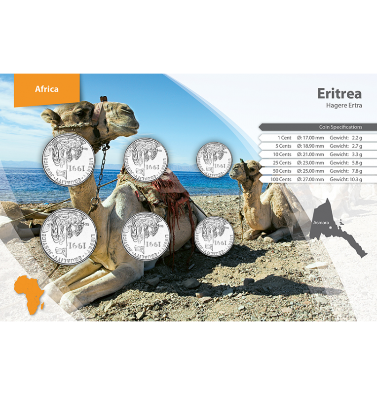 Eritrea 1, 5, 10, 25, 50, 100 Cents 1997 KM 43, 44, 45, 46, 47, 48