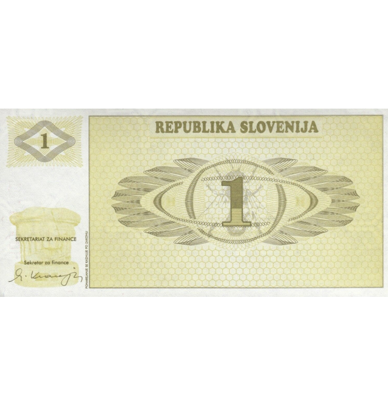 Slovenia 1Tolar 1990 ND Pick 1a