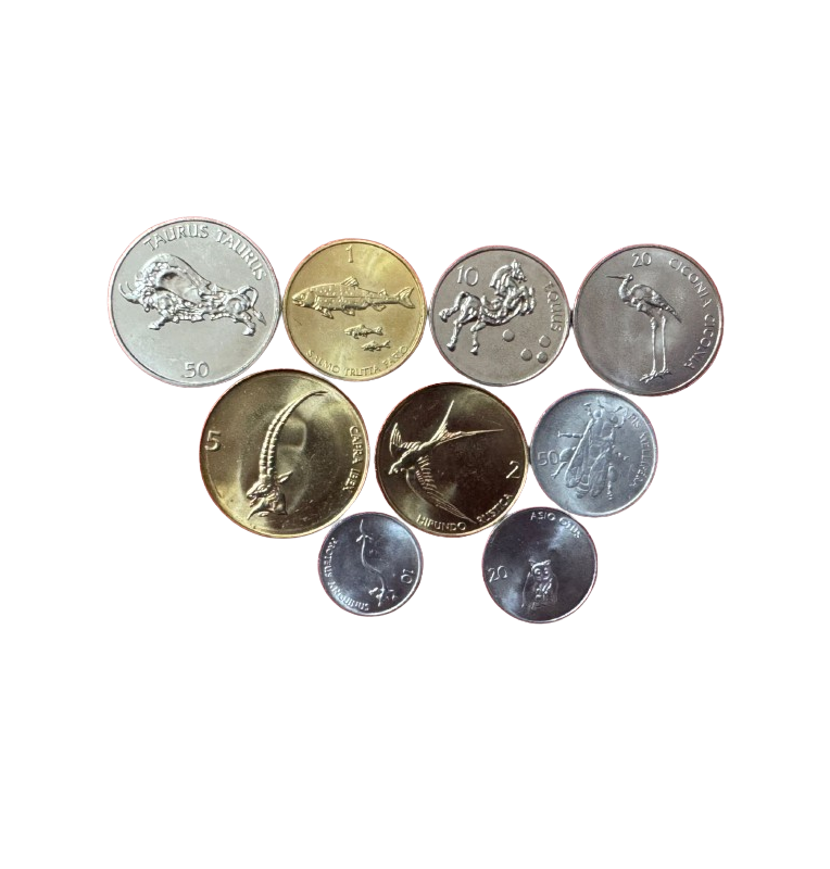 Slovenia set of 9 coins 10,20,50 Stotinov, 1,2,5,10,20,50 Tolarjev 1992-2006