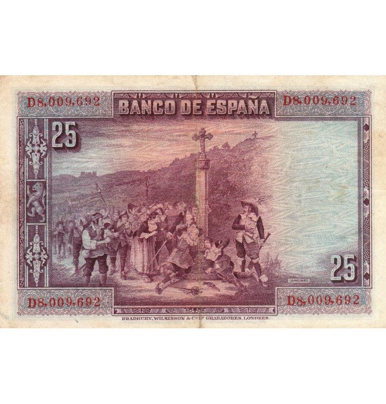 Spain 25 Pesetas 1928 Pick 74 NO UNC