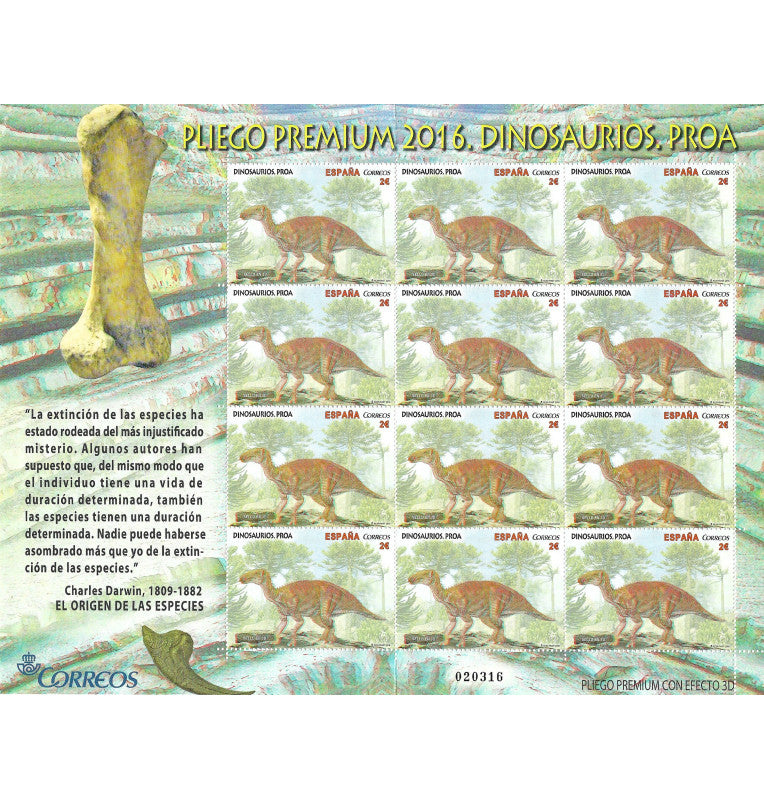 Spain Post Office, Dinosaur Proa, 3D stamp