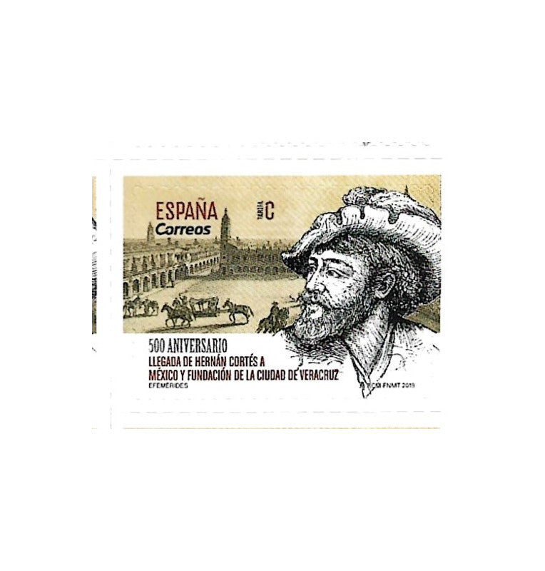 Spain Post Office. Stamp commemorating the 500th anniversary of Hernán Cortés's arrival in Mexico.