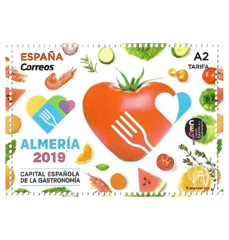 Spain Post Office. 2019 Almería Stamp. Spanish Capital of Gastronomy