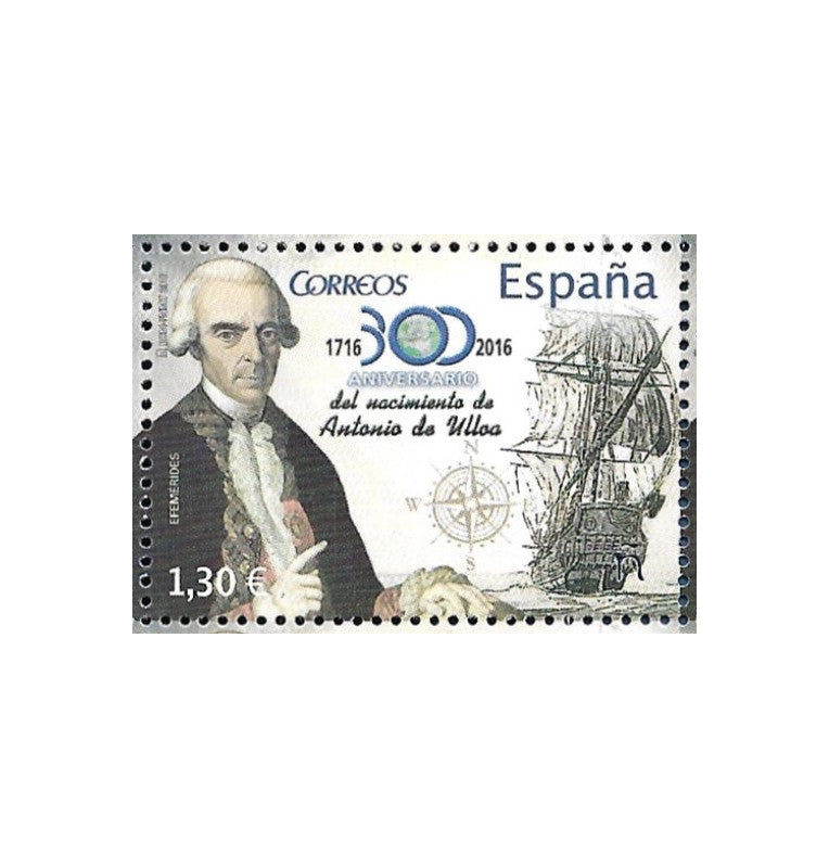 Spain Post Office. Stamp commemorating the anniversary of the birth of Antonio de Ulloa