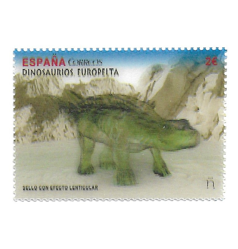Spain Post Office, Dinosaur Eurolt Stamp, stamp with lenticular effect