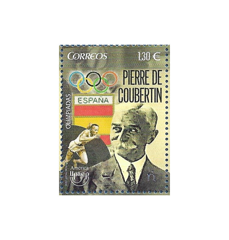 Spain Post Office. Olympics Stamp. Pierre de Coubertin