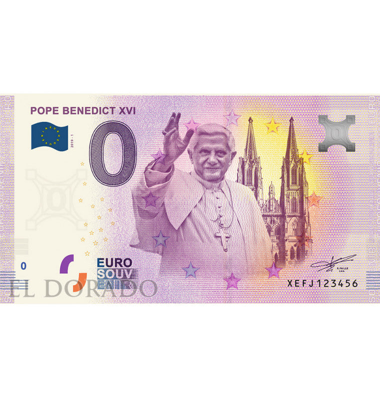 Estado de la Ciudad del Vaticano 0 Euro Souvenir Note 2019 Benedict XVI