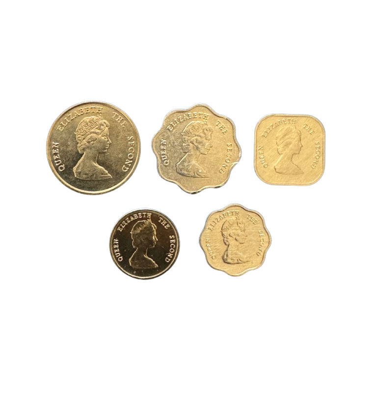 Caribbean States set of 5 coins 1, 2, 5, 1025 Cents 1987-1999