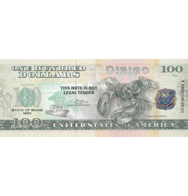 Estados Unidos de América 100 Dolares Estado de Maine