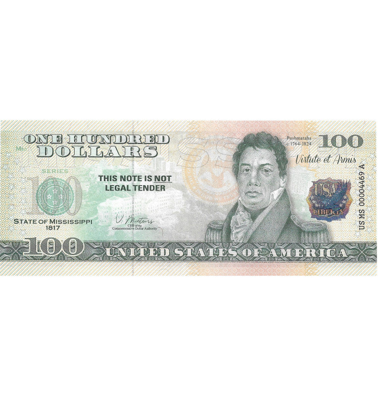 Estados Unidos de América 100 Dolares Estado de Mississippi