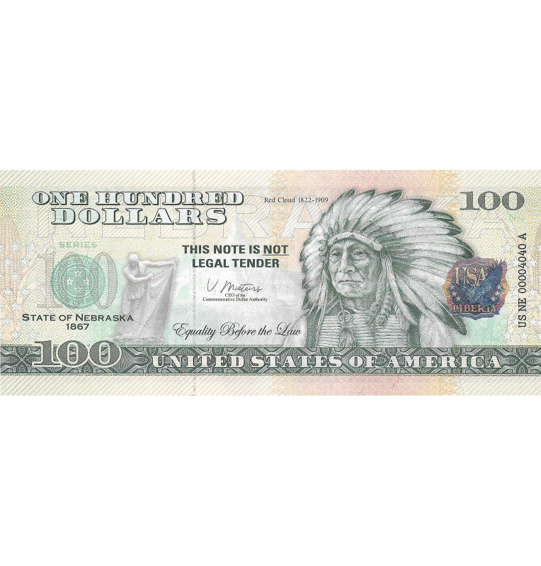 Estados Unidos de América 100 Dolares Estado de Nebraska