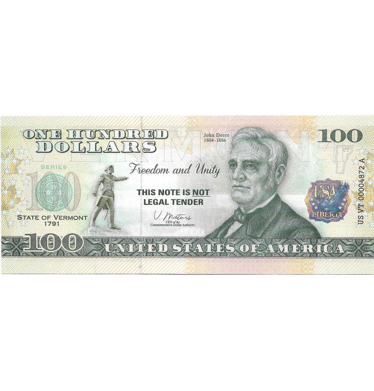United States of America 100 Dollars State of Vermont