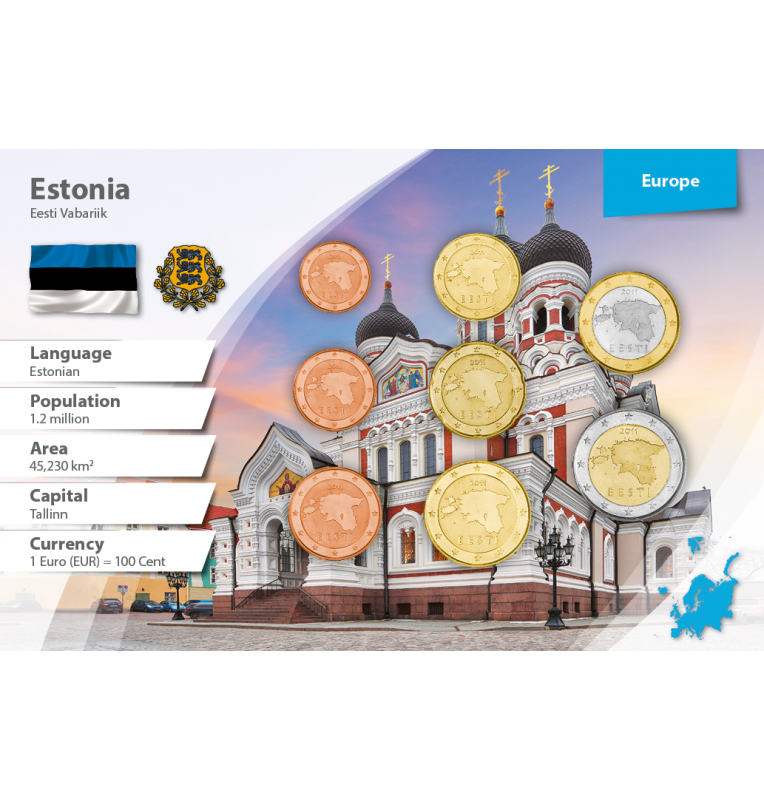 Estonia 1, 2, 5, 10, 20, 50 Cents, 1, 2 Euros 2011-2020 KM 61, 62, 63, 64, 65, 66, 67, 68
