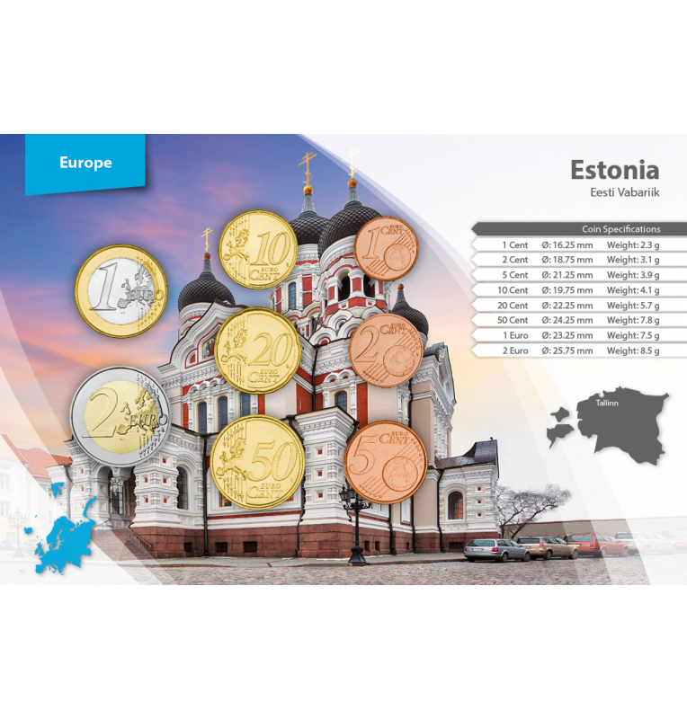 Estonia 1, 2, 5, 10, 20, 50 Cents, 1, 2 Euros 2011-2020 KM 61, 62, 63, 64, 65, 66, 67, 68