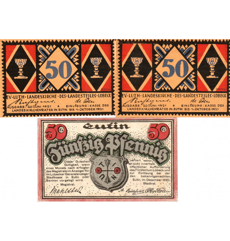 Eutin Set 3 Notgelds 1921