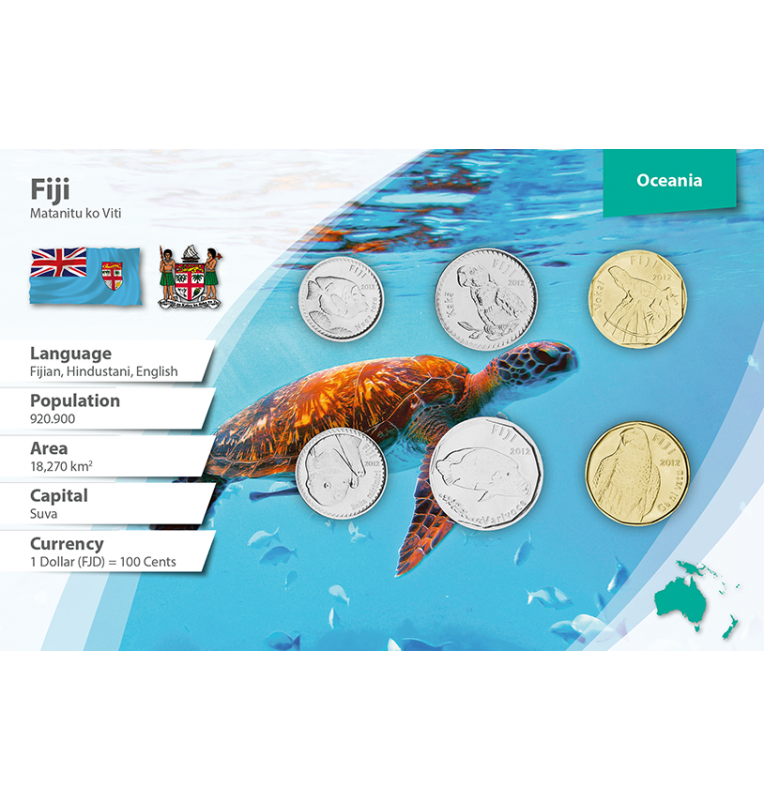 Fiji 5, 10, 20, 50 Cents, 1, 2 Dollars 2012 KM 332, 333, 334, 335, 336, 337