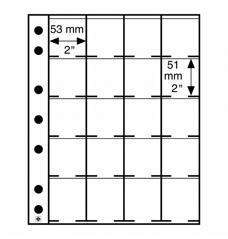Large plastic sleeves for 20 coin frames, pack of 5