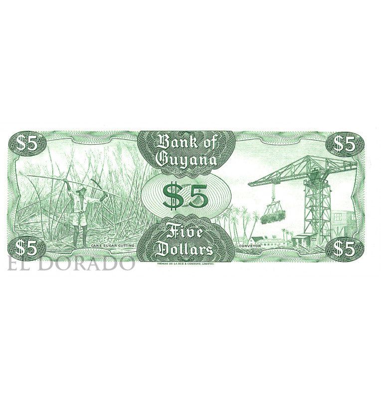 Guayana 5 Dólares 1992 ND Pick 22f