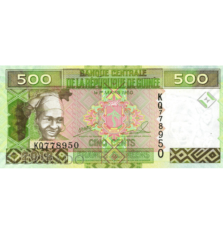 Guinea 500 Francs 2012 Pick 39b